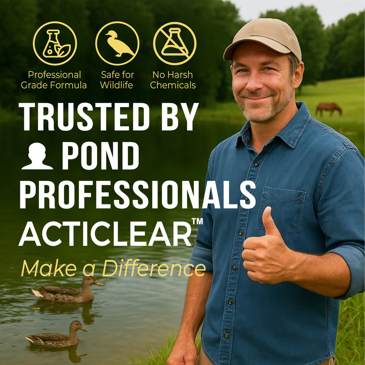 ActiClear outdoor pond lake application image showing easy maintenance for large features.