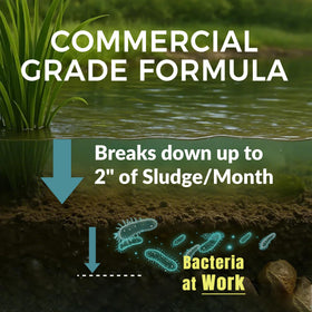 ActiClear pond tabs sinking to bottom illustrate ongoing muck control.