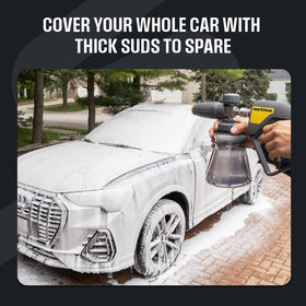 Active Foam Cannon snow foam output coats surfaces with rich lather