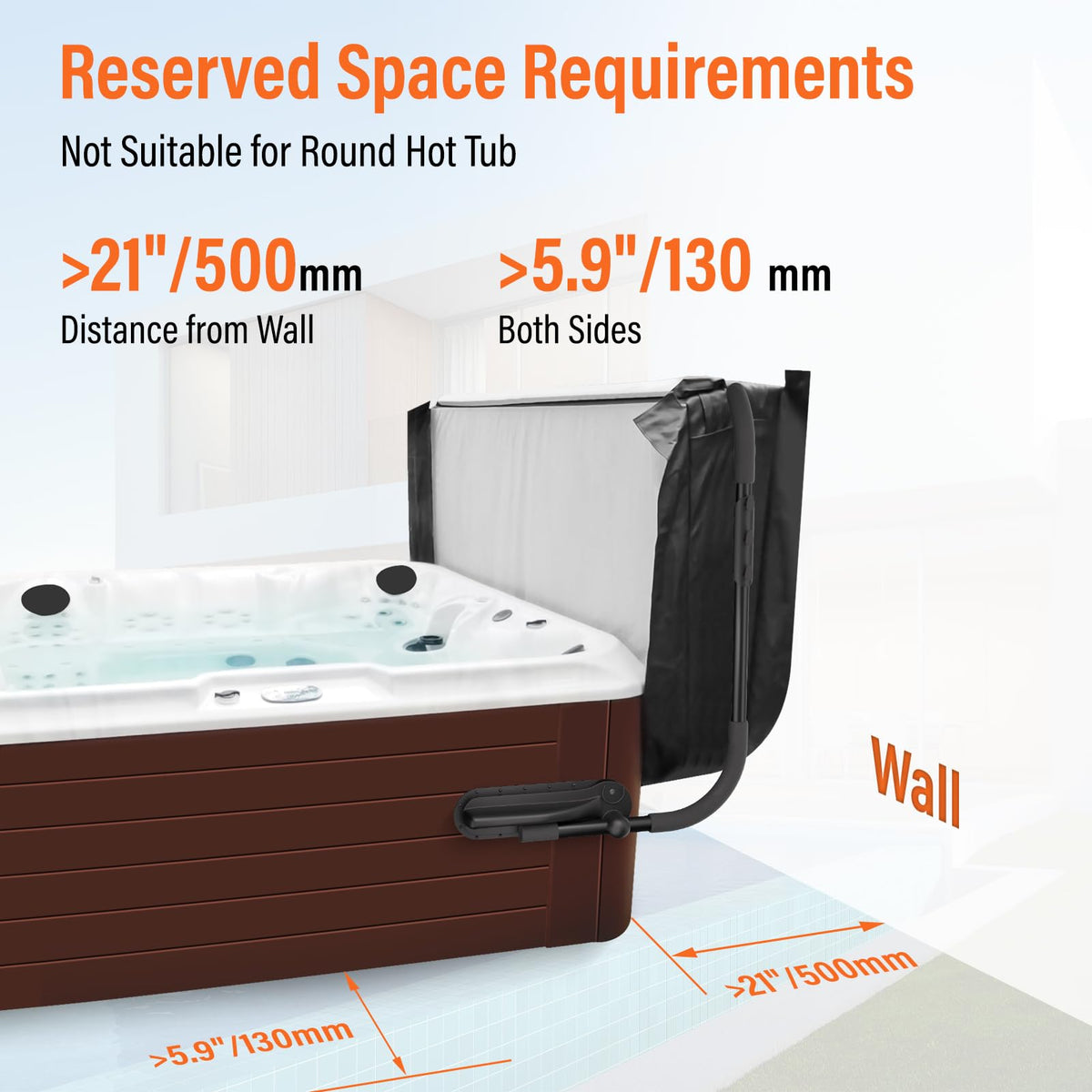 ACTREY EVA foam contact area protects the spa cover during motion