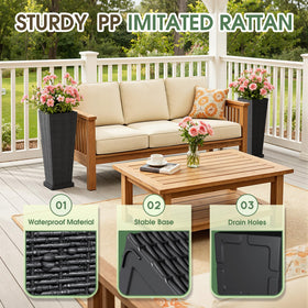 Acurax black rattan-pattern planter adds texture to balconies.