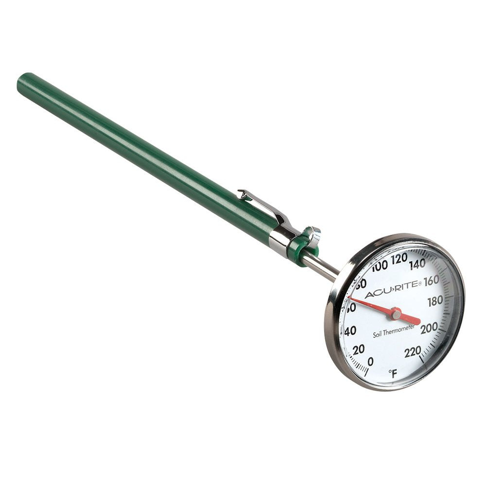 AcuRite 00661 soil thermometer with a 7-inch stem for accurate soil temperature readings.