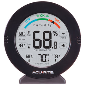 Acurite 01080M humidity indicator highlights humidity levels for better air quality.