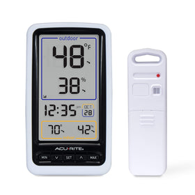 AcuRite 01136M indoor display clearly shows current temperature and humidity for home comfort.