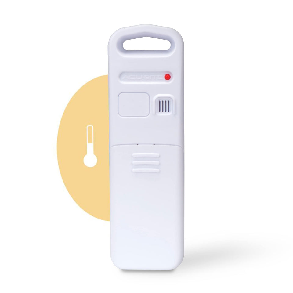 AcuRite 06009RMA1 front view wireless sensor measuring indoor temperature for home comfort.