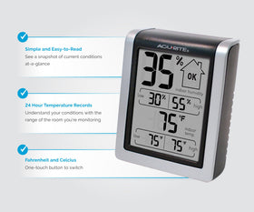 AcuRite magnetic-back lets you monitor conditions on metal surfaces, like a fridge