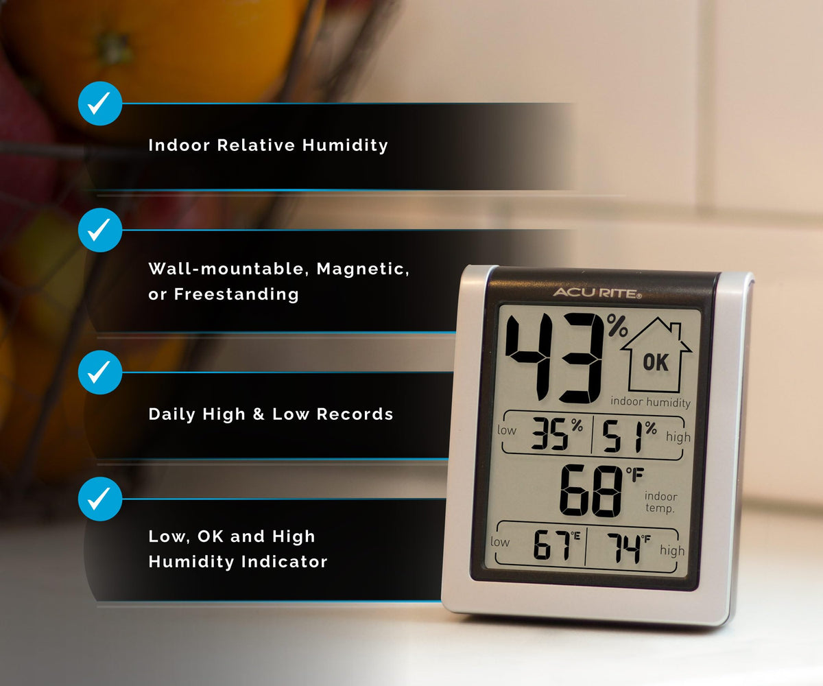 AcuRite wall-mount design for easy placement and quick room readings