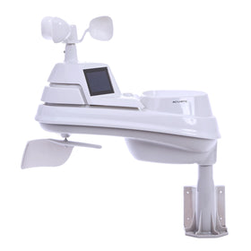 AcuRite Iris PRO+ weather sensor front view with dual solar panels for outdoor readings.
