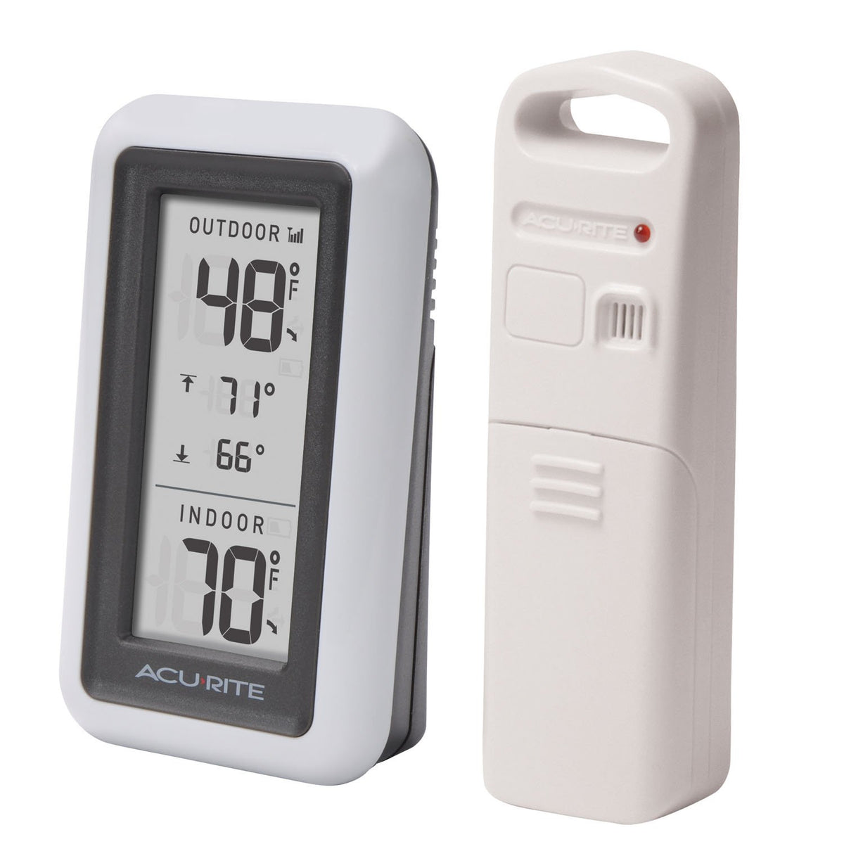 AcuRite outdoor sensor transmits readings to the indoor monitor for reliable updates.