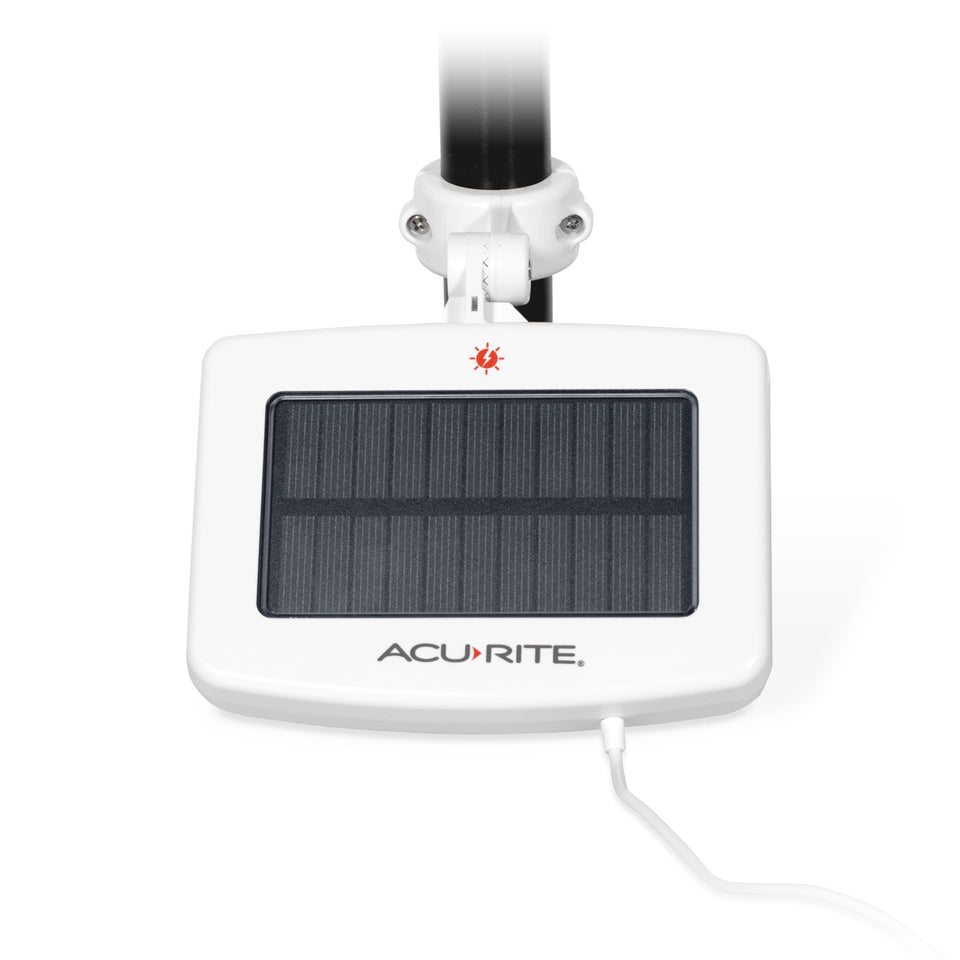 AcuRite Solar Power Pack mounted on a pole reduces battery maintenance.