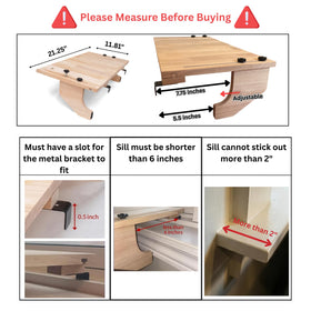 AD Furnishes SillMate adjustable clamp securing the shelf to a window sill.