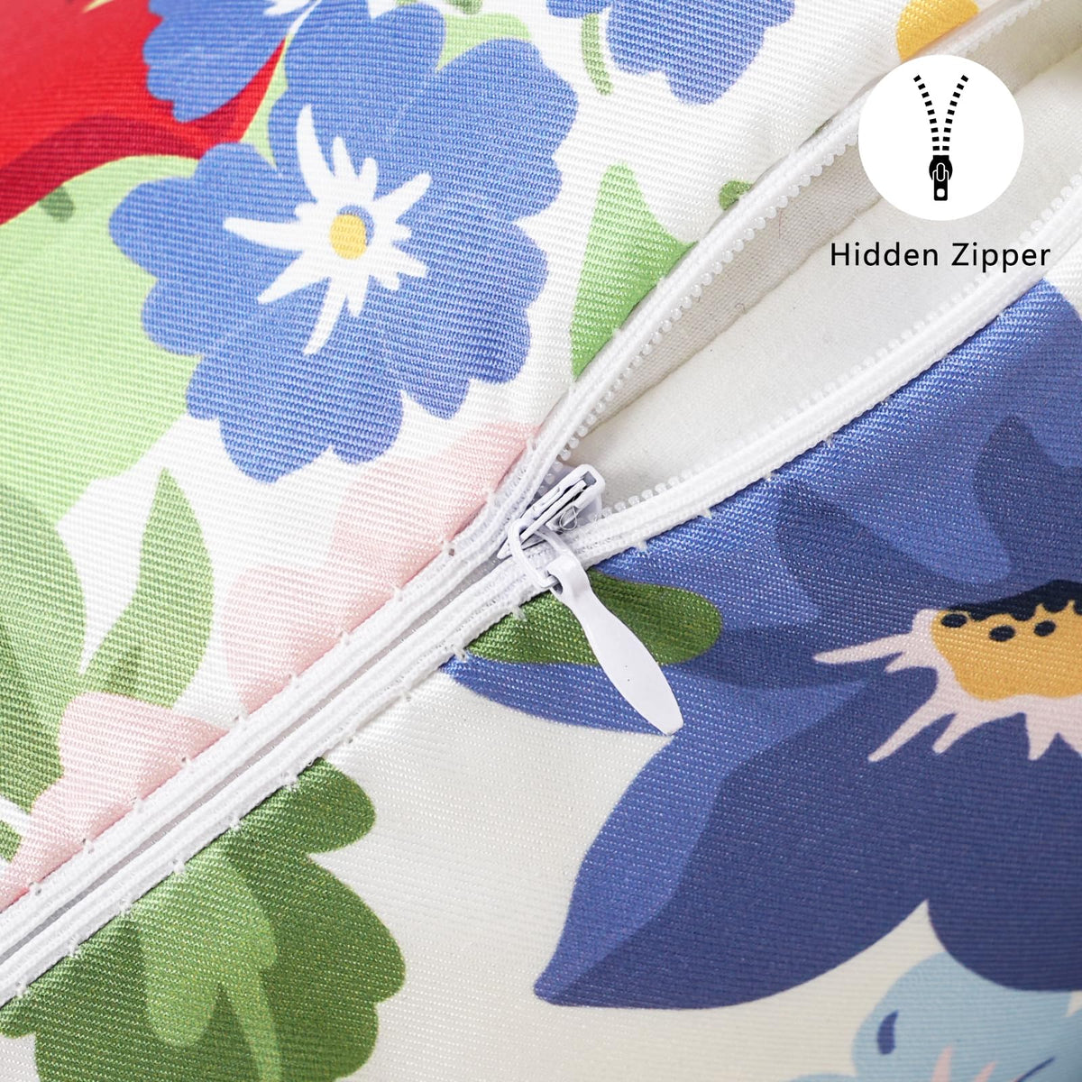 Adabana hidden zipper outdoor pillow cover for easy removal and cleaning.