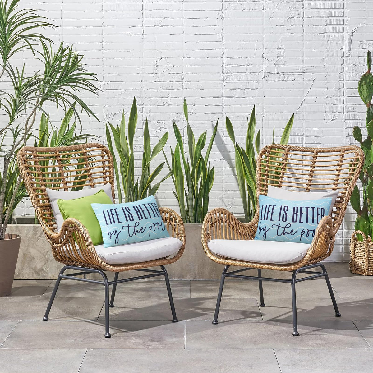 Adabana two-sided blue pillow cover offers fresh looks
