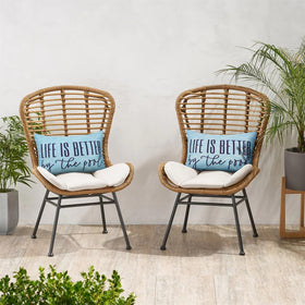 Adabana blue pillow cover cleans easily after outdoor use