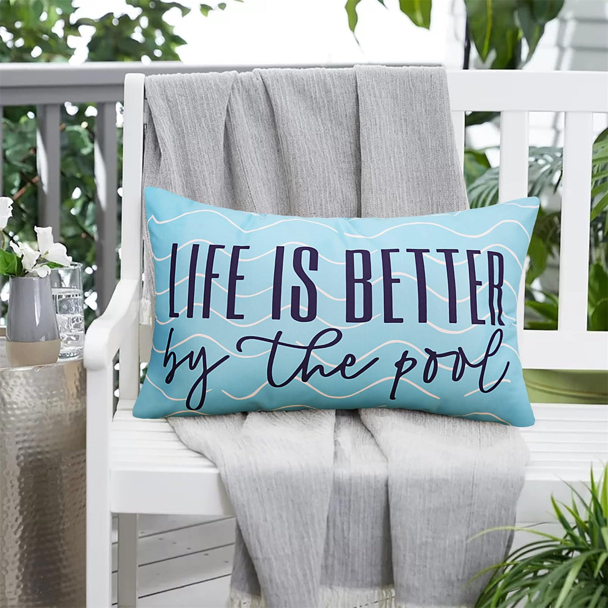 Adabana 12x20 blue pillow cover fits standard outdoor pillows