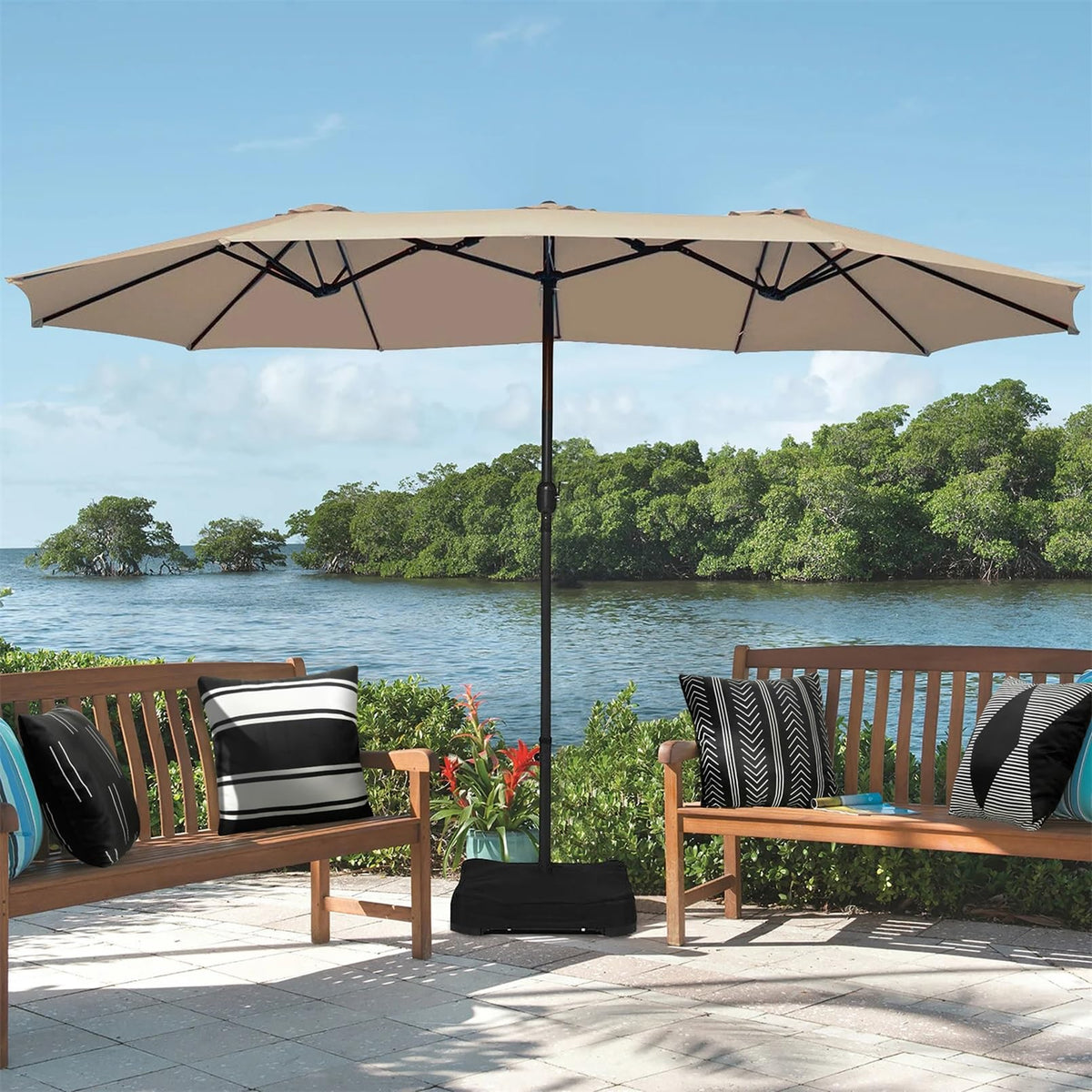 Adabana patio and garden decor outdoor pillow display on seating area