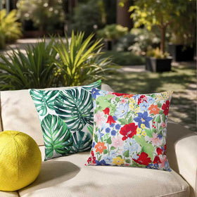Adabana sunlit-friendly floral design pillow cover maintains color in sunlight.