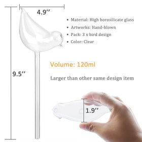 Adabocute self-watering globe bird shape provides steady hydration for potted plants.