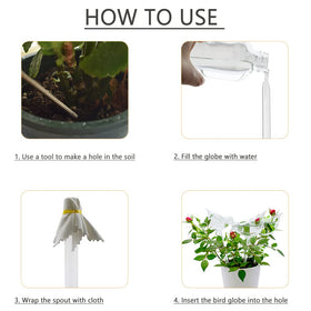 Adabocute trio of glass watering globes supports multiple plants.