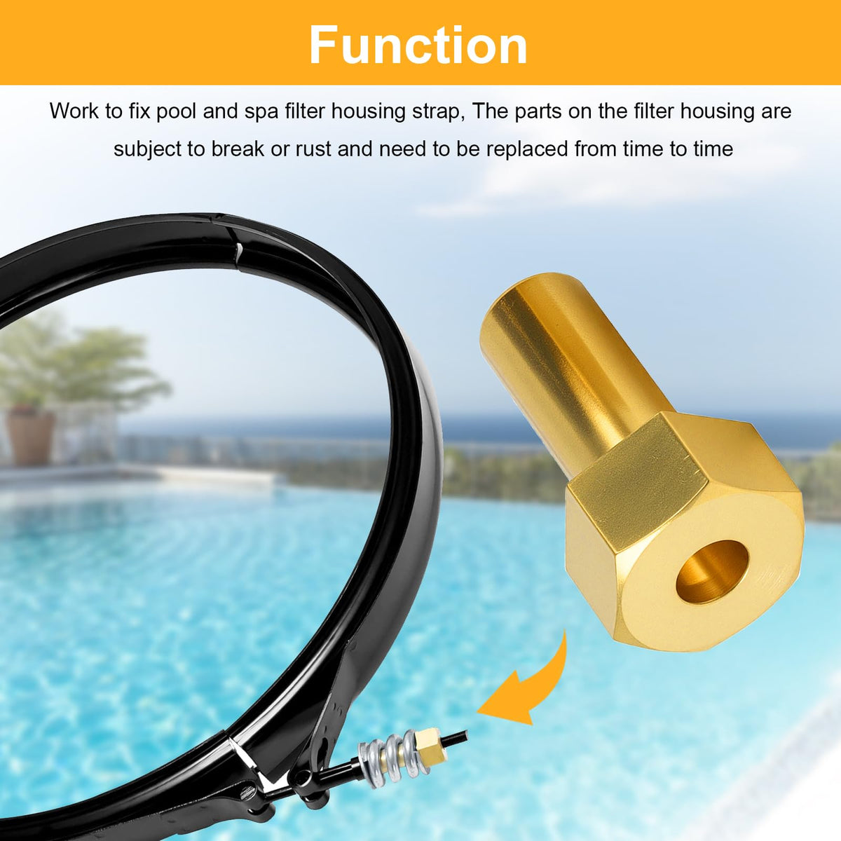 Adabuing 194997 brass nut for Pentair Clean and Clear delivers durable, leak-proof performance.