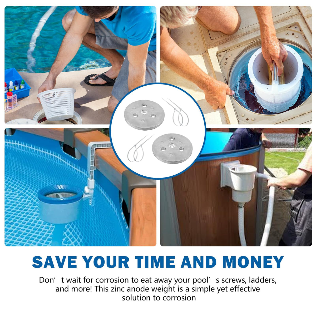 Adabuing kit size fits standard skimmers and ladders in most pool setups.