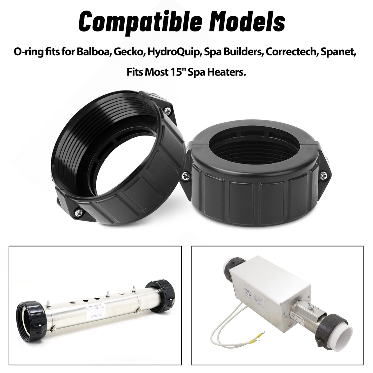 Balboa-Gecko compatible O-ring options improve spa heater fit