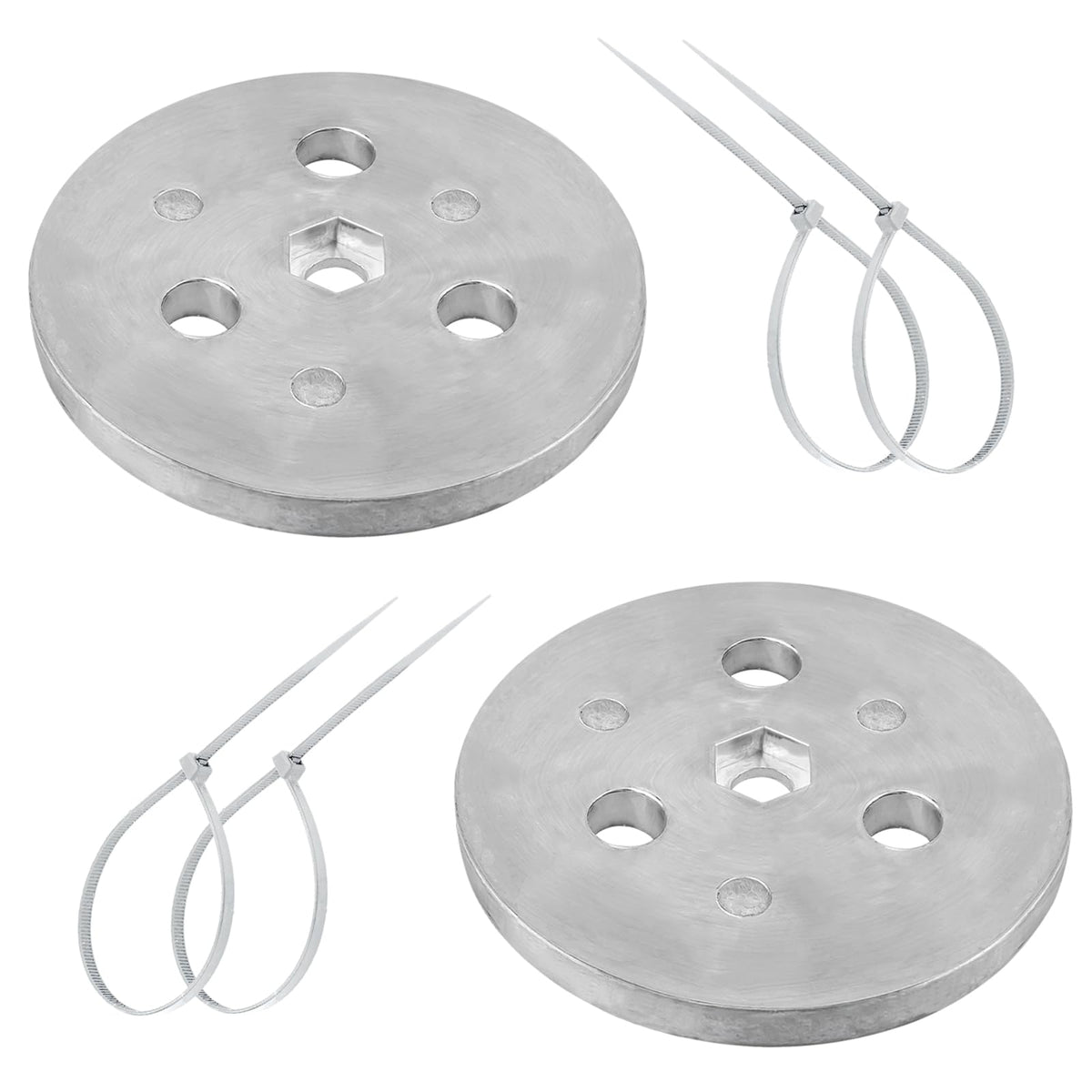 Adabuing pool skimmer zinc anode weight plate in basket protecting metals from electrolysis.