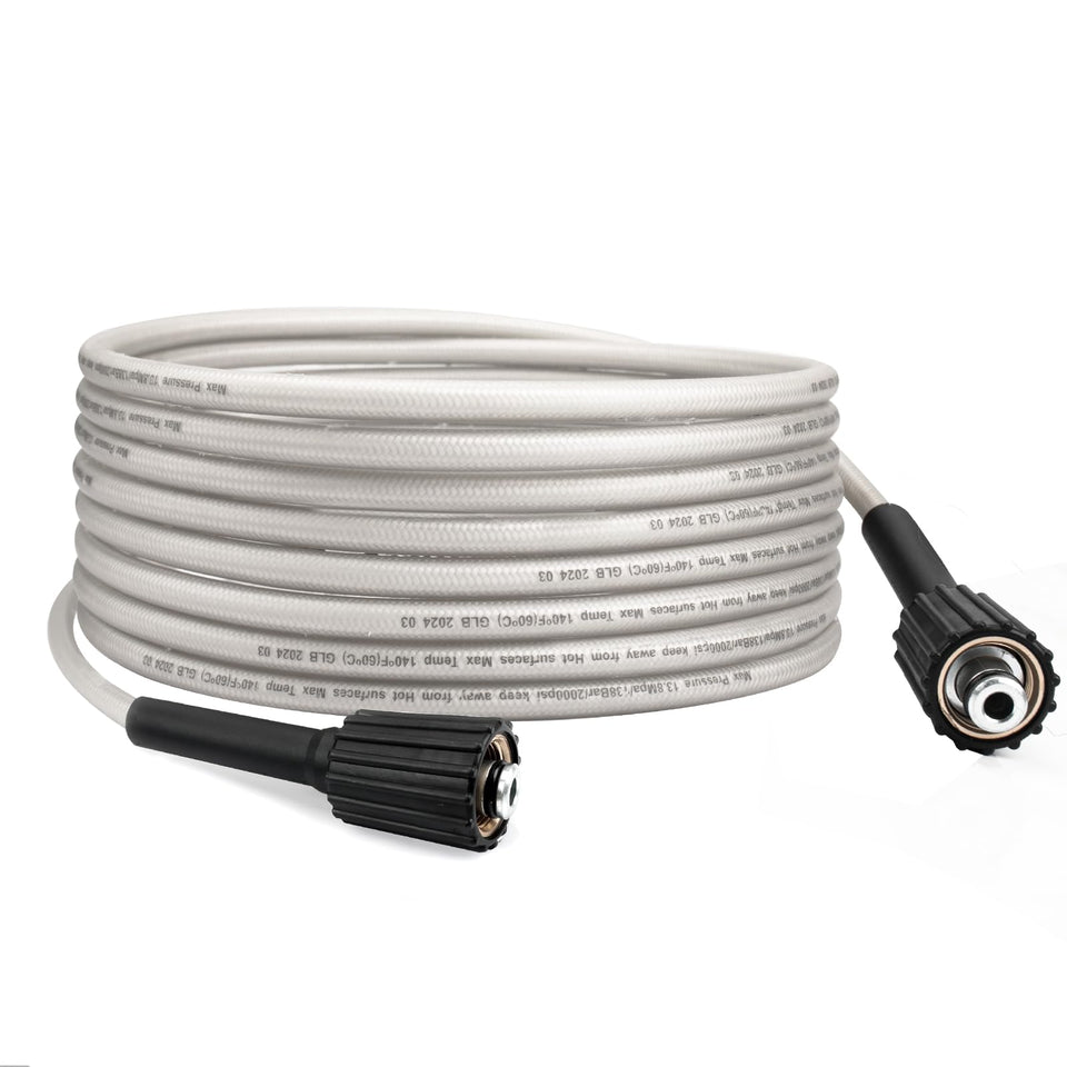 Adabuing Ryobi pressure washer hose front view, durable and ready for car or deck cleaning.