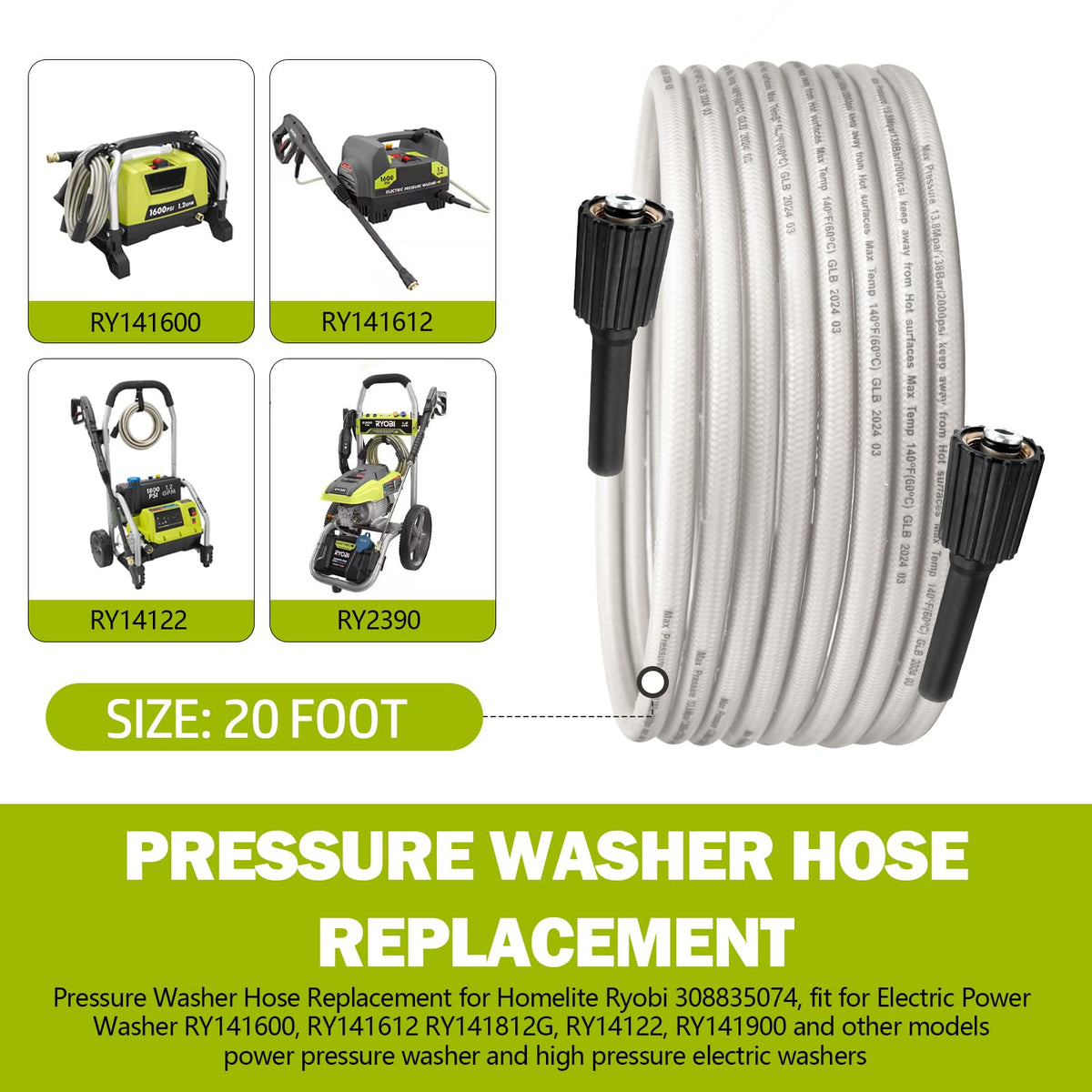 Adabuing Ryobi pressure washer hose connection end showing tight fit.