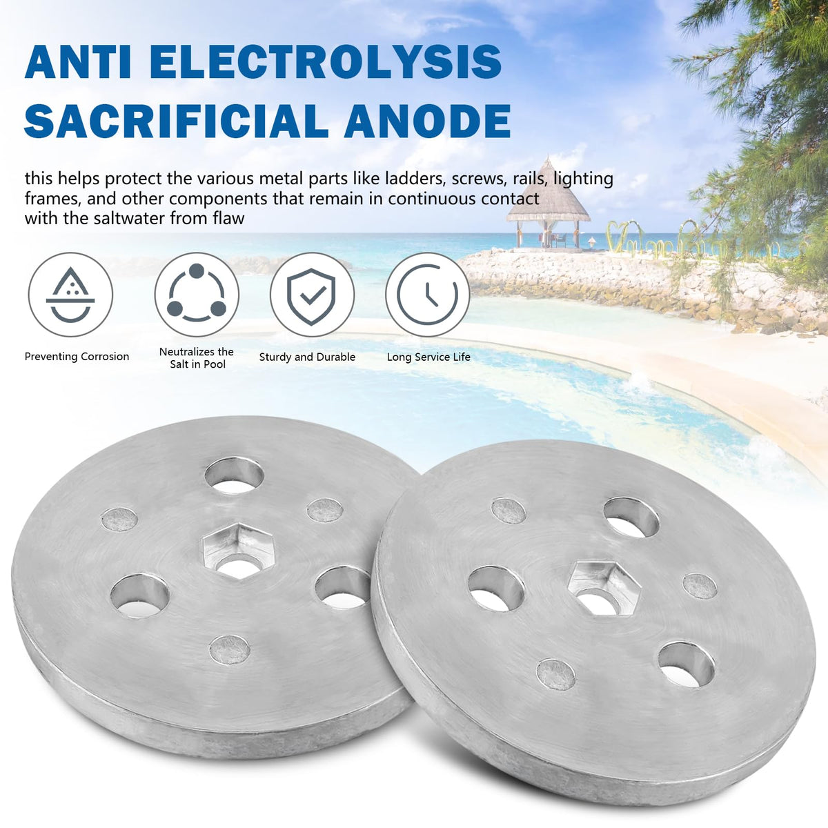 Adabuing anti-electrolysis solution for all pools, especially salt systems.