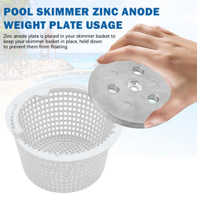 Adabuing zinc anode protects pool hardware in saltwater by sacrificial corrosion.