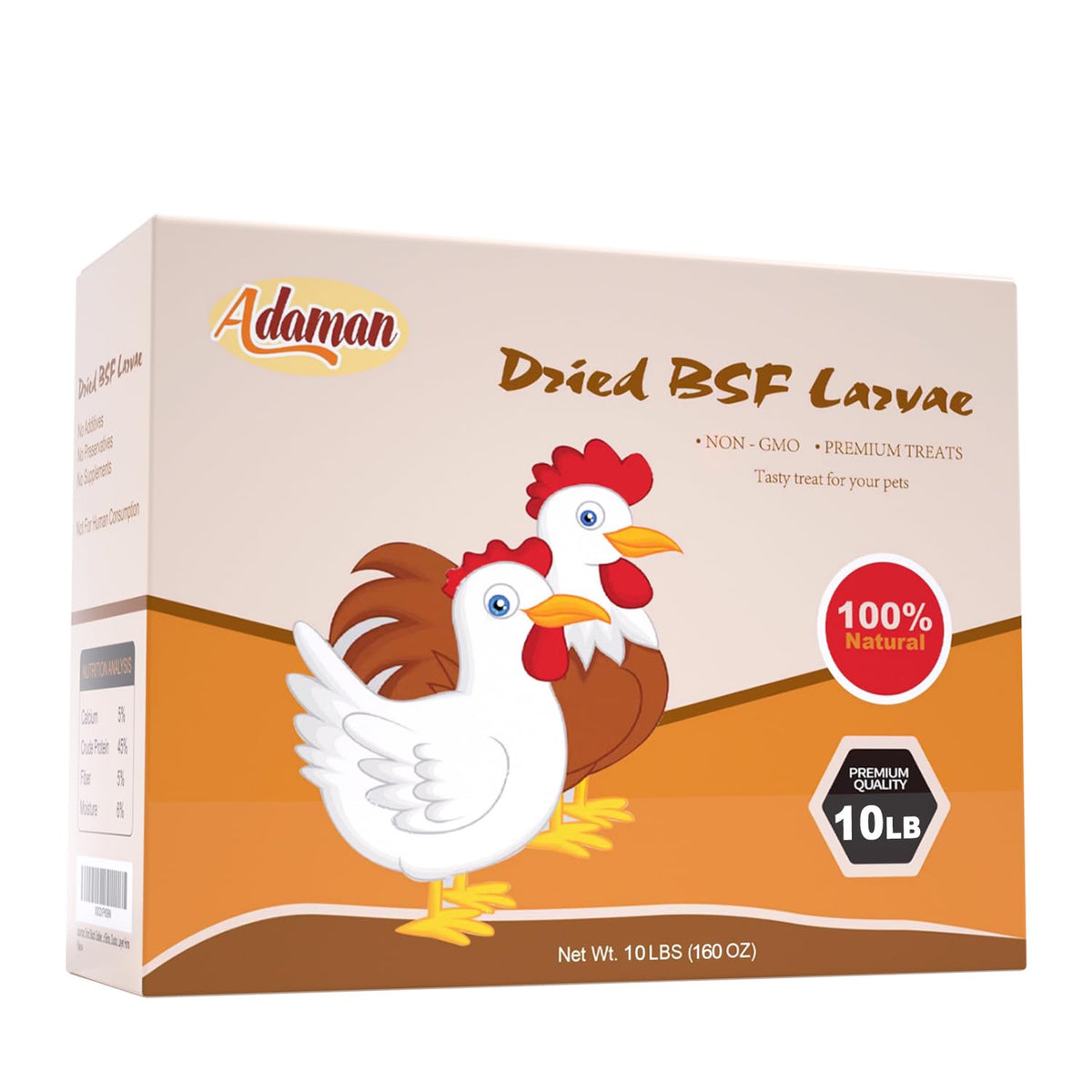 Beak-friendly protein source for ducks, hens, and wild birds.