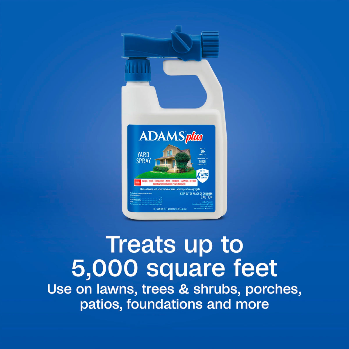 ADAMS Plus Yard Spray offers up to four weeks of protection.
