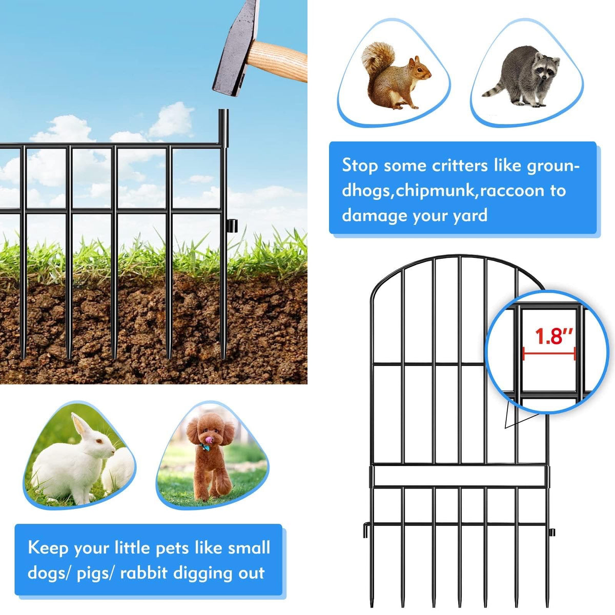 ADAVIN garden border fence provides underground dig protection for lawns.