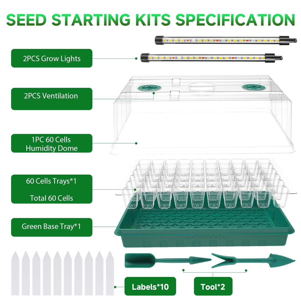 Adawook color-change grow lights support growth stages with spectrum shifts.