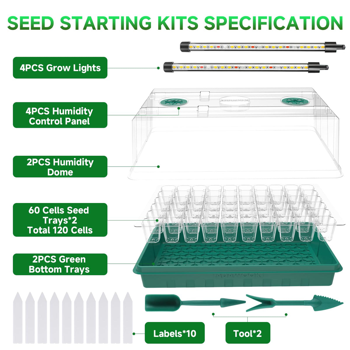 Adawook adjustable humidity dome maintains ideal germination conditions.