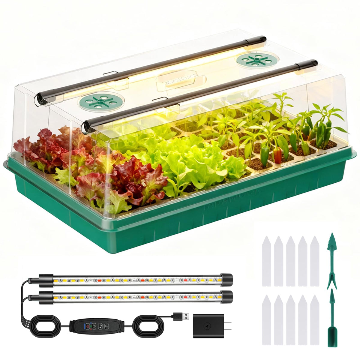Adawook seed starter trays with 60 cells for organized germination at home.