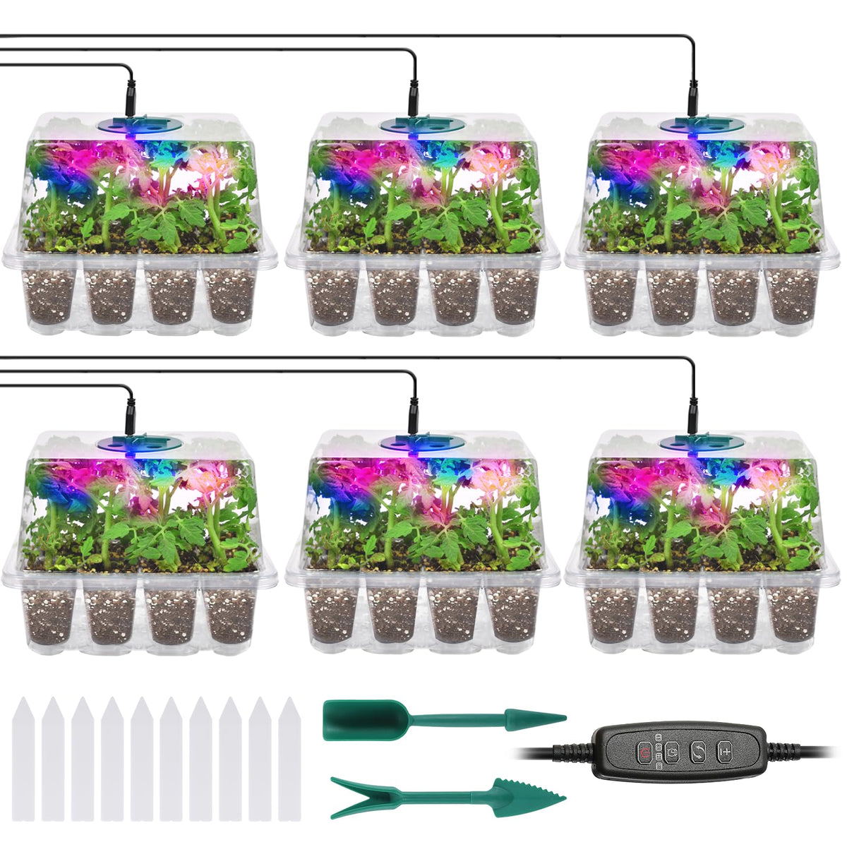 Adawook seed starter trays with grow lights for reliable seed germination and healthy seedlings.