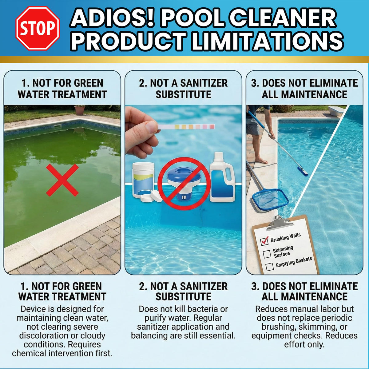 Above-ground pool setup using ADIOS! 20X for quick improvement