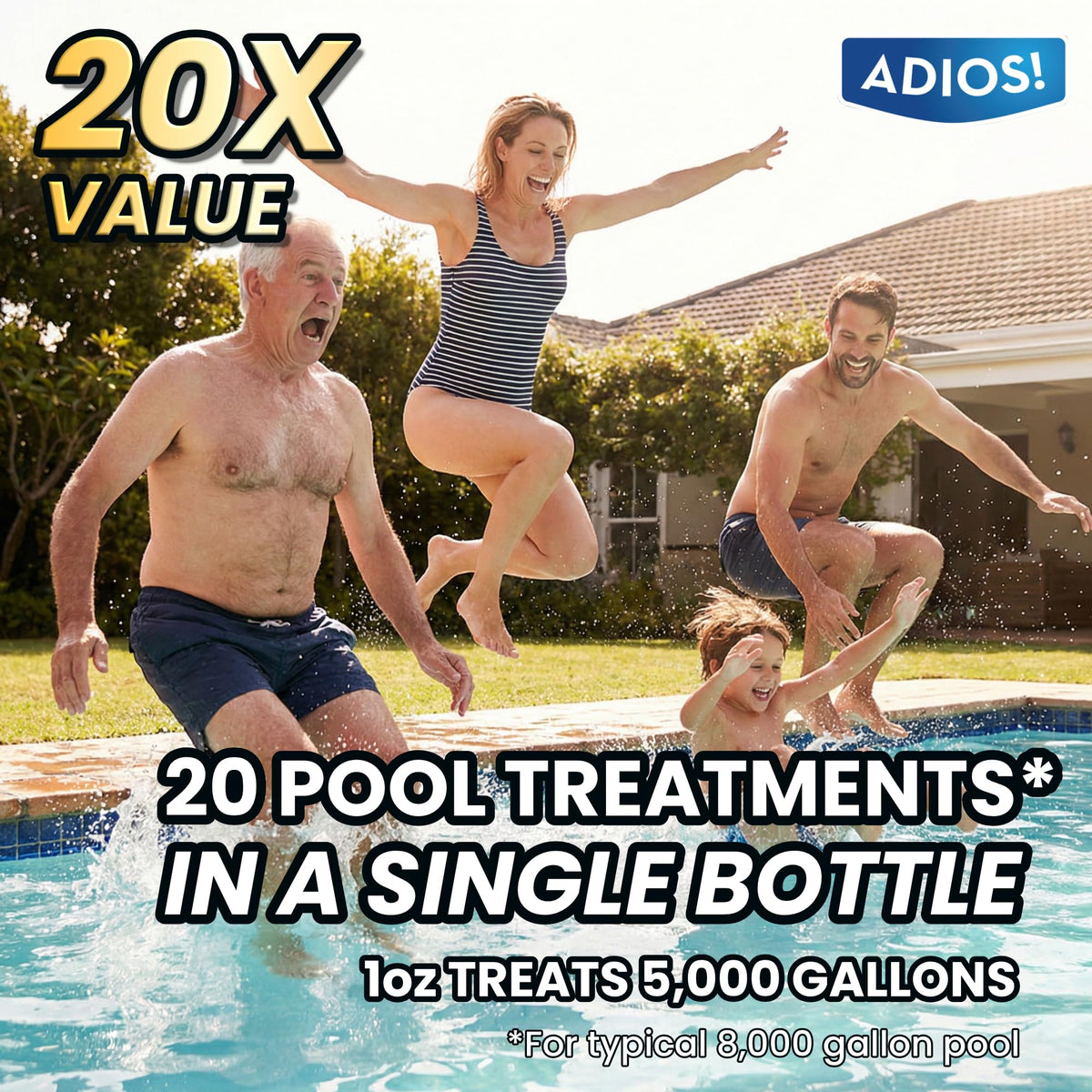 ADIOS! 20X supports clearer water by reducing buildup in filters