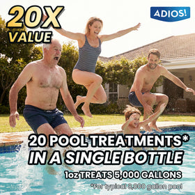 ADIOS! 20X supports clearer water by reducing buildup in filters