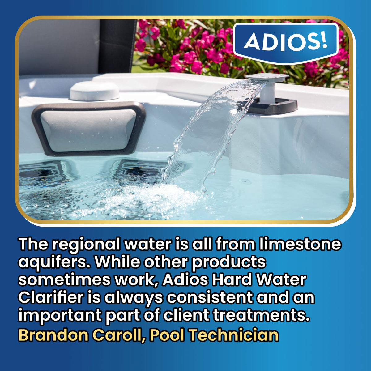 ADIOS 32oz bottle provides seasonal protection for standard hot tub