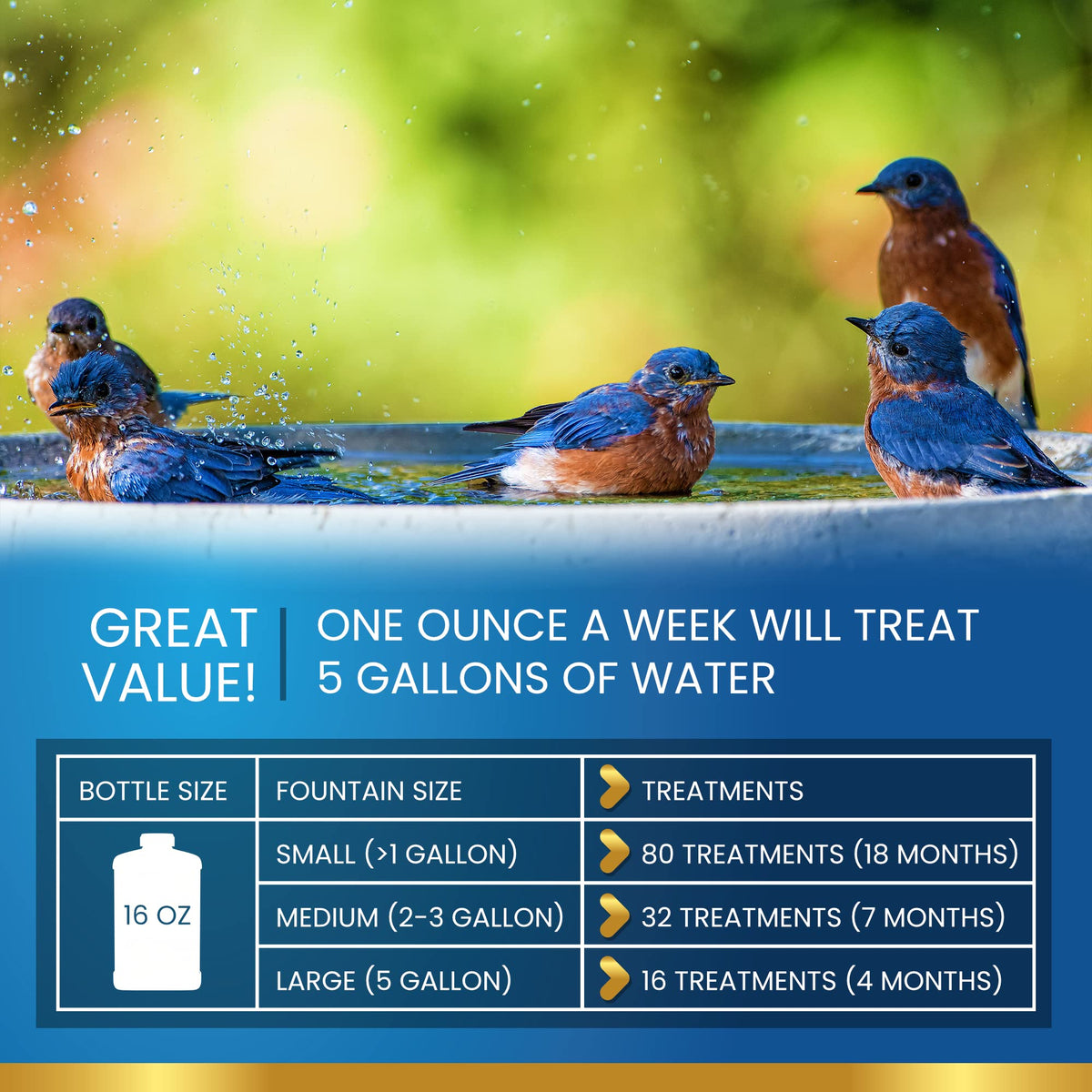 ADIOS! Bird Bath Cleaner easy application into metal, glass, or stone baths