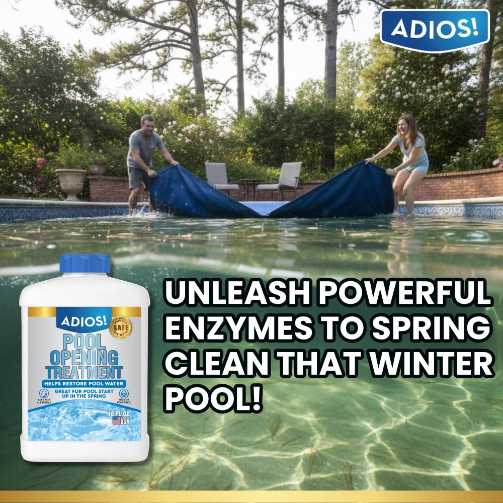 ADIOS! clears pool sludge by digesting organic matter near the floor