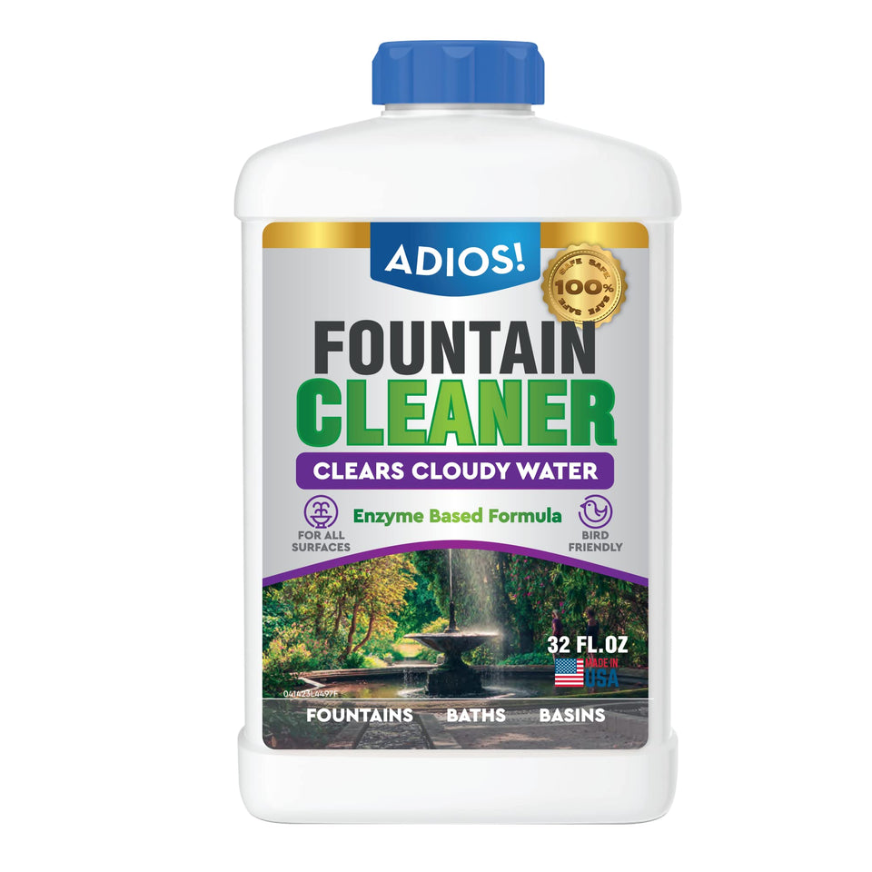 ADIOS! Fountain Cleaner removes surface film for easy upkeep on fountain surfaces.