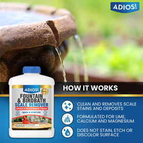 ADIOS! Fountain Scale Remover application enables direct treatment of mineral deposits.