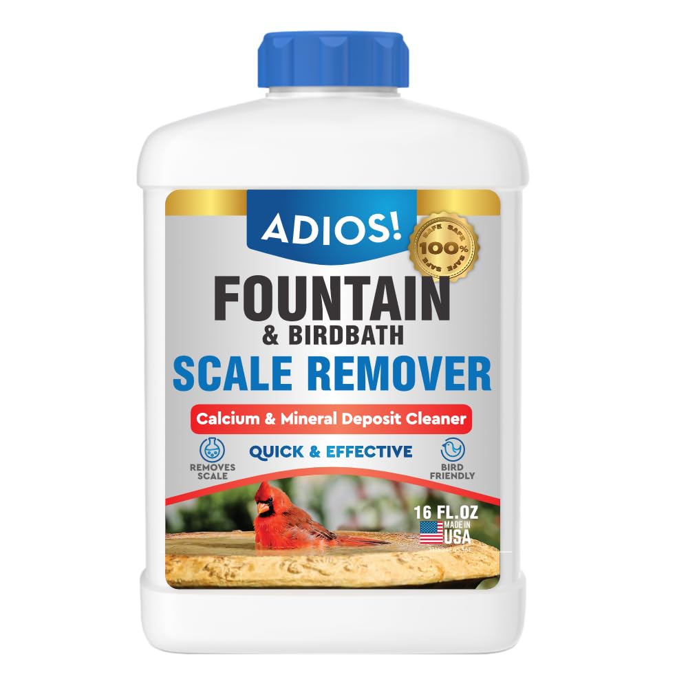 ADIOS! Fountain Scale Remover 16oz bottle for easy scale removal on fountains
