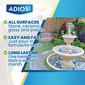 ADIOS fountain clarifier breaks down debris for clearer water.