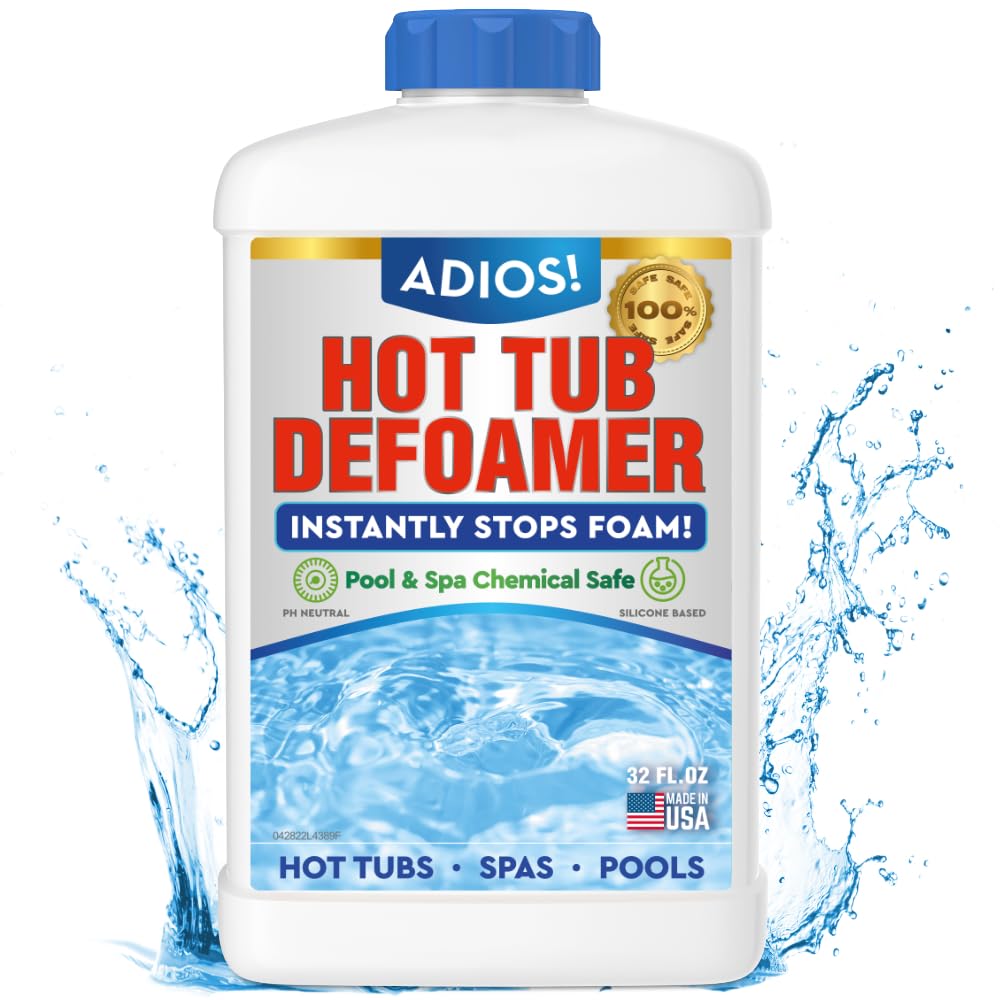 ADIOS! hot tub defoamer bottle pour clears foam quickly for clean, inviting water.