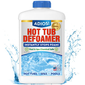 ADIOS! hot tub defoamer bottle pour clears foam quickly for clean, inviting water.